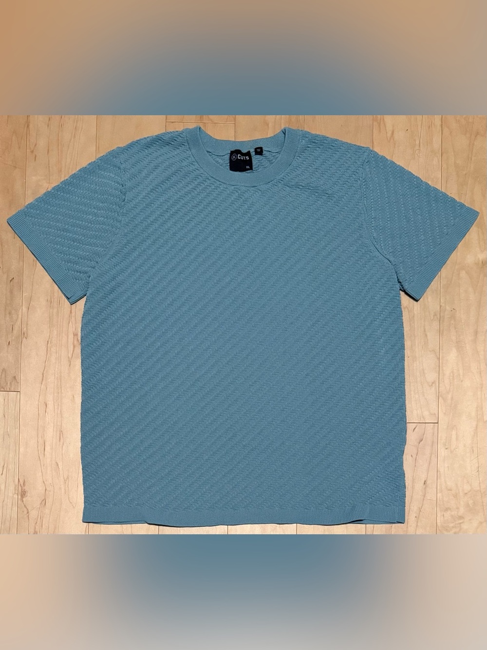 Cuts Clothing Riviera Knit Texture Tee T-Shirt Short Sleeve Blue Men’s 2XL XXL